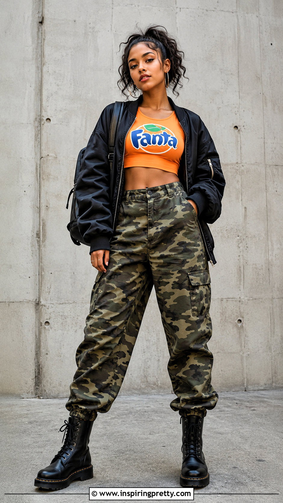 Fanta Crop Top With Camouflage Pants - 20 fanta crop top outfit ideas