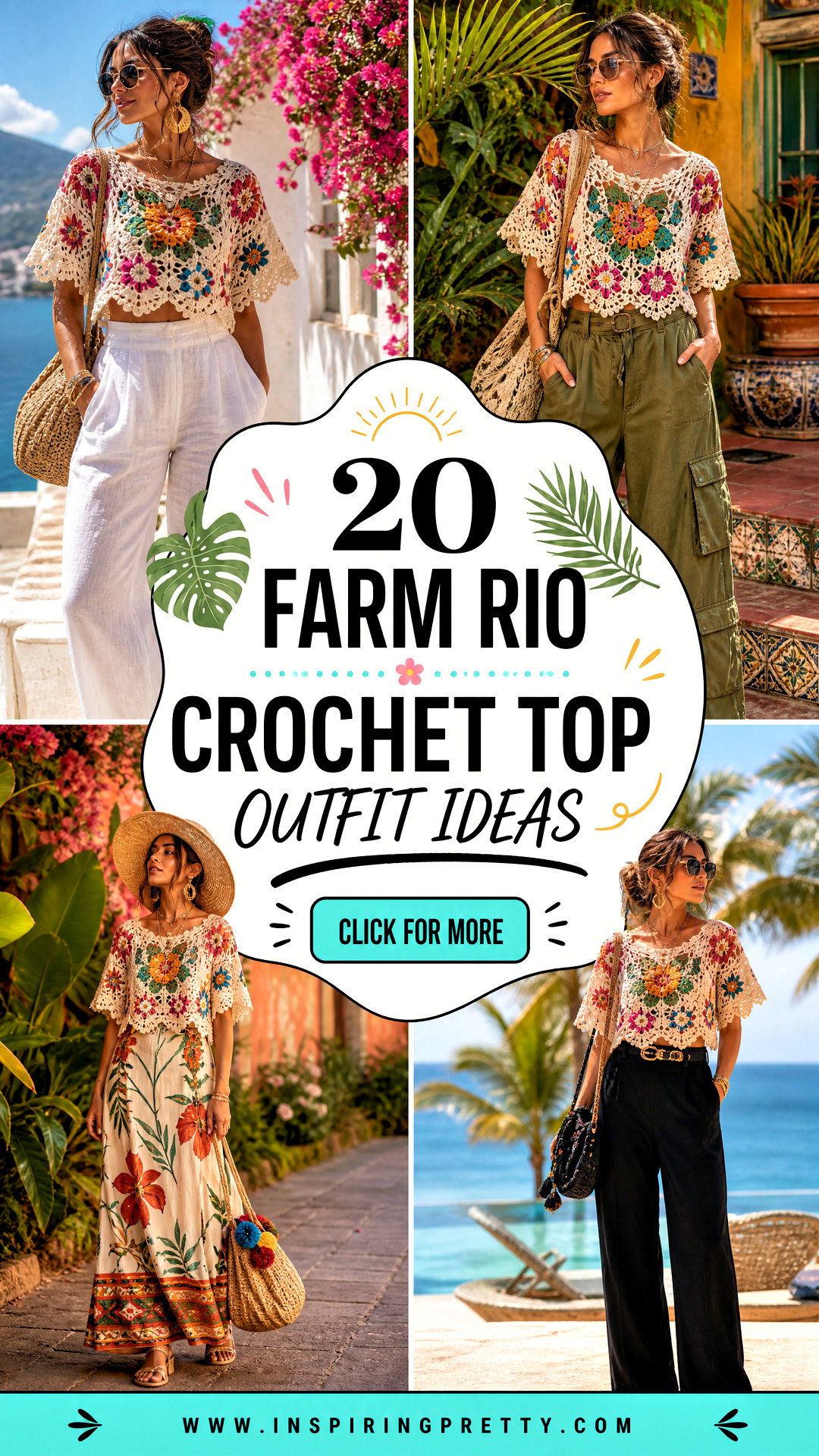 20 Farm Rio Crochet Top Outfit Ideas for Dreamy Vacations - 20 Farm Rio Crochet Top Outfit Ideas for Dreamy Vacations