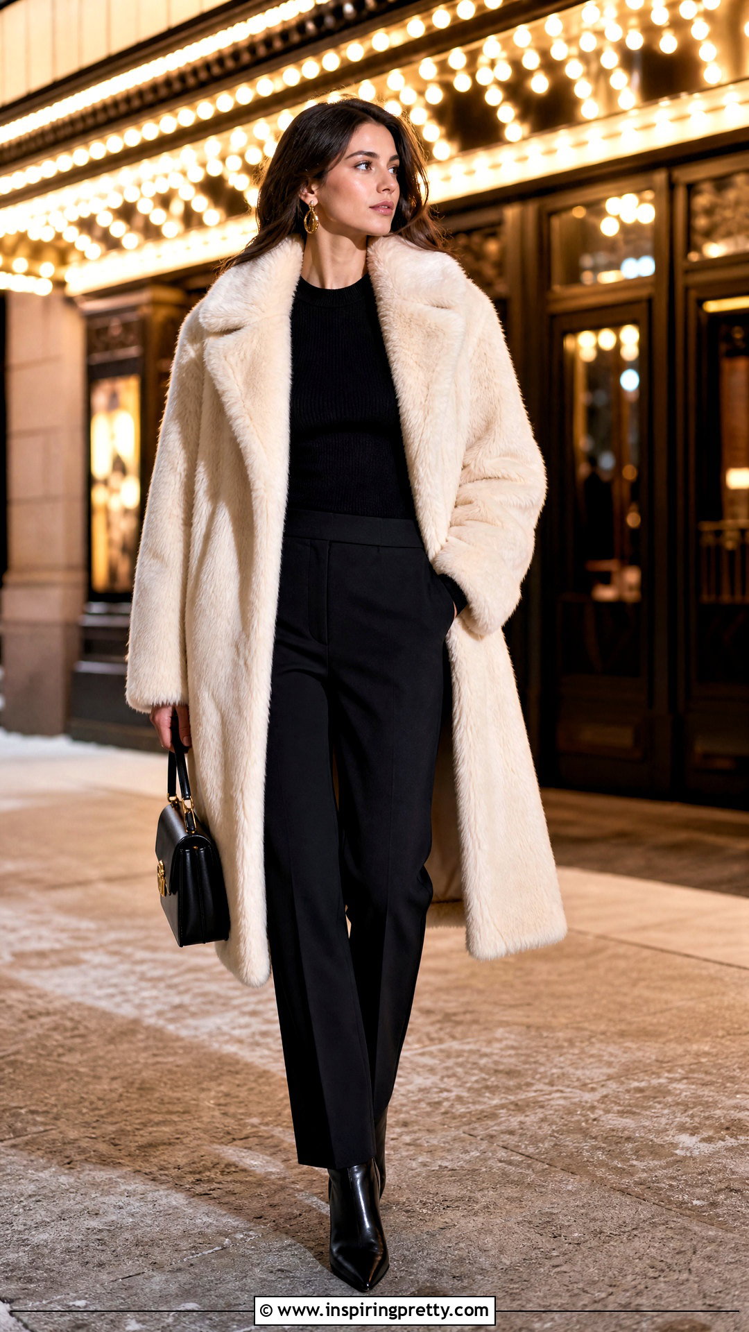 Faux Fur Coat And Monochrome Black Outfit - 50 top outfits