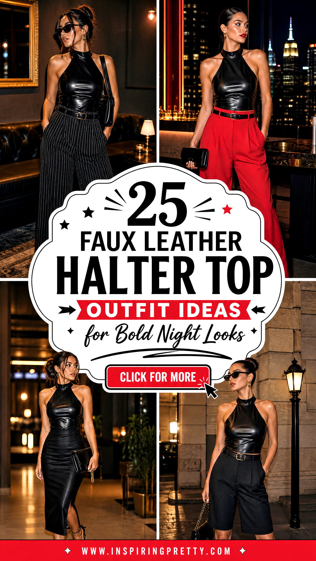 25 Faux Leather Halter Top Outfit Ideas for Bold Night Looks - 25 Faux Leather Halter Top Outfit Ideas for Bold Night Looks
