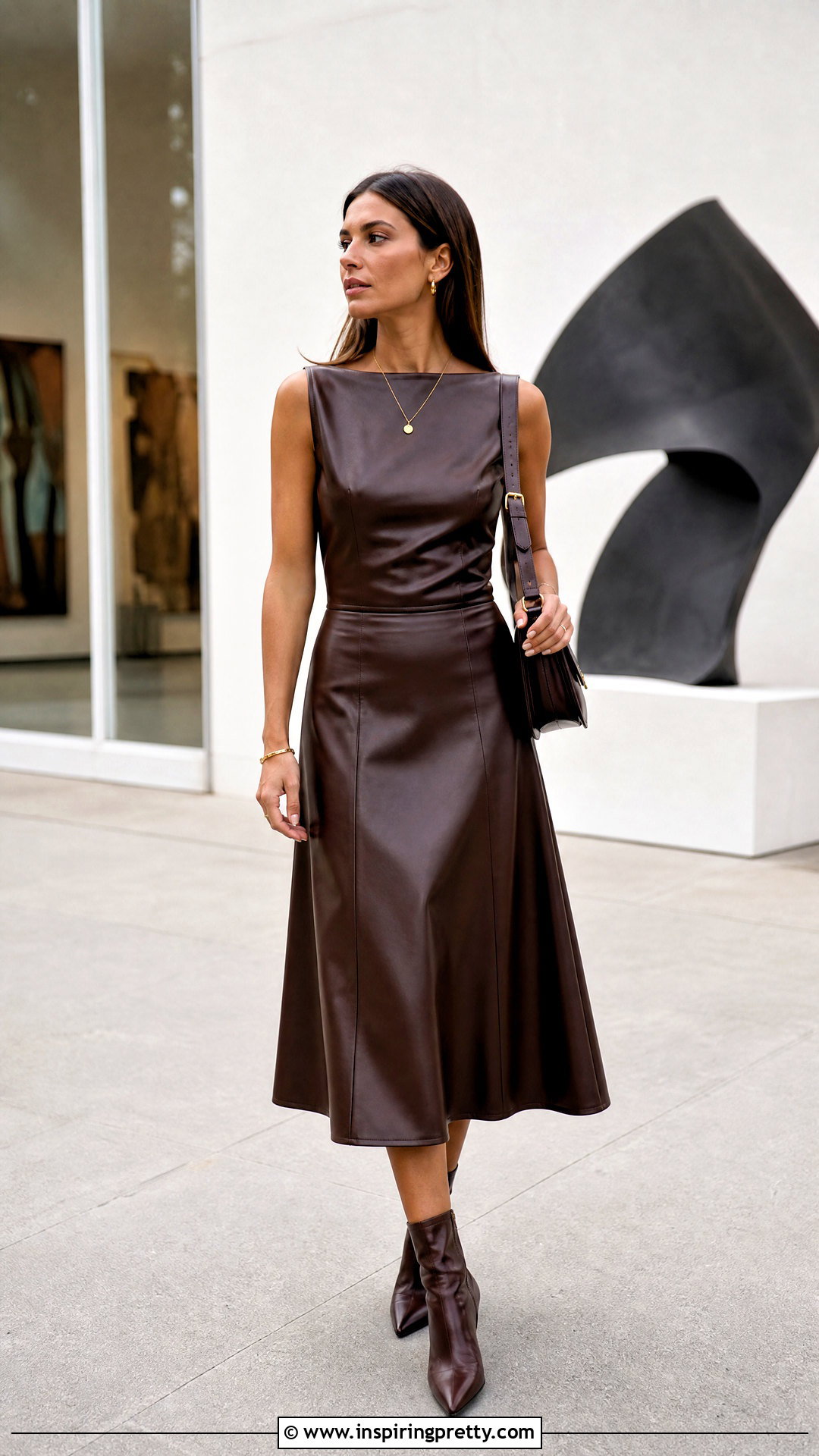 Faux Leather Top And Midi Skirt Set - 50 matching skirt and top set outfit ideas