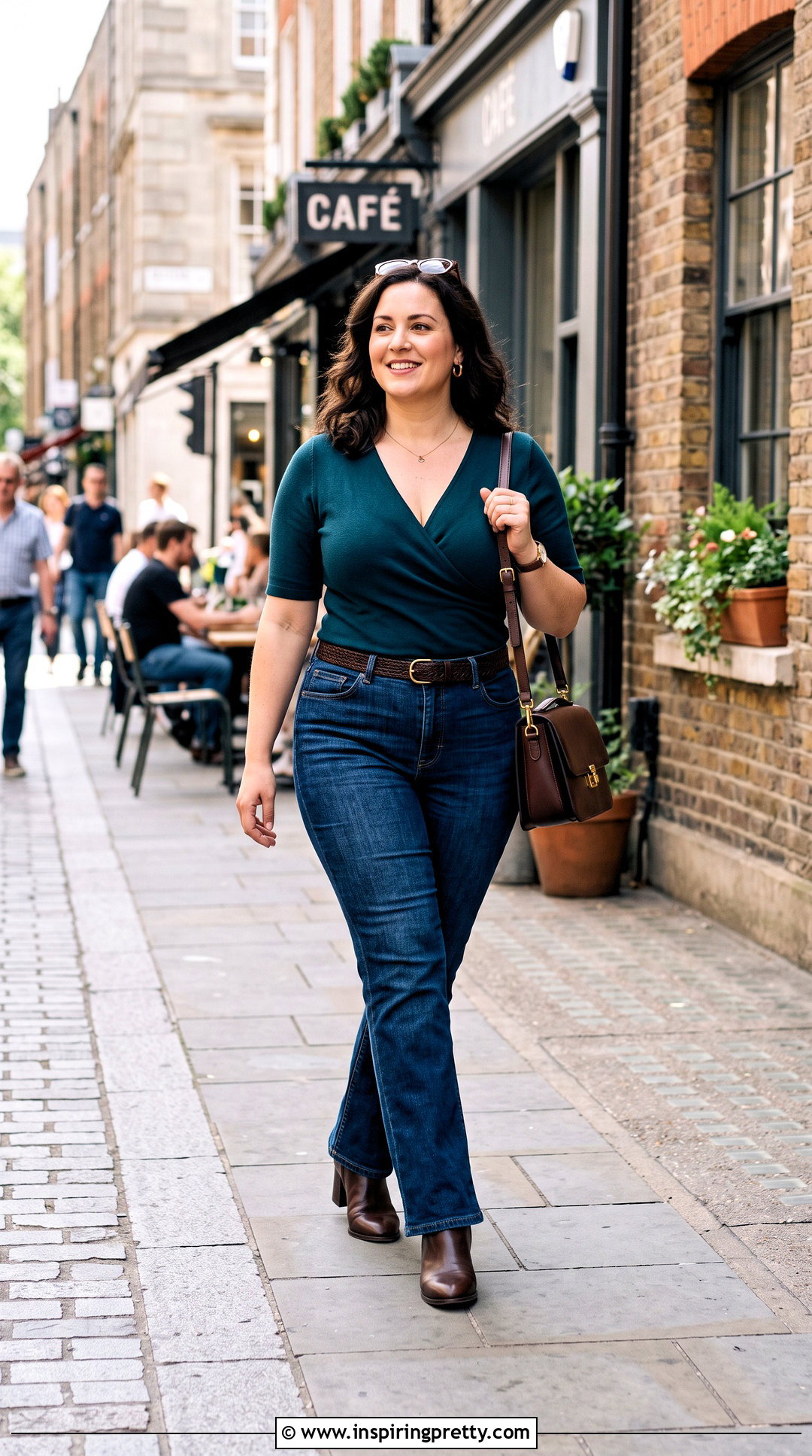 Faux Wrap Top With Bootcut Jeans - 50 tops for big busted women