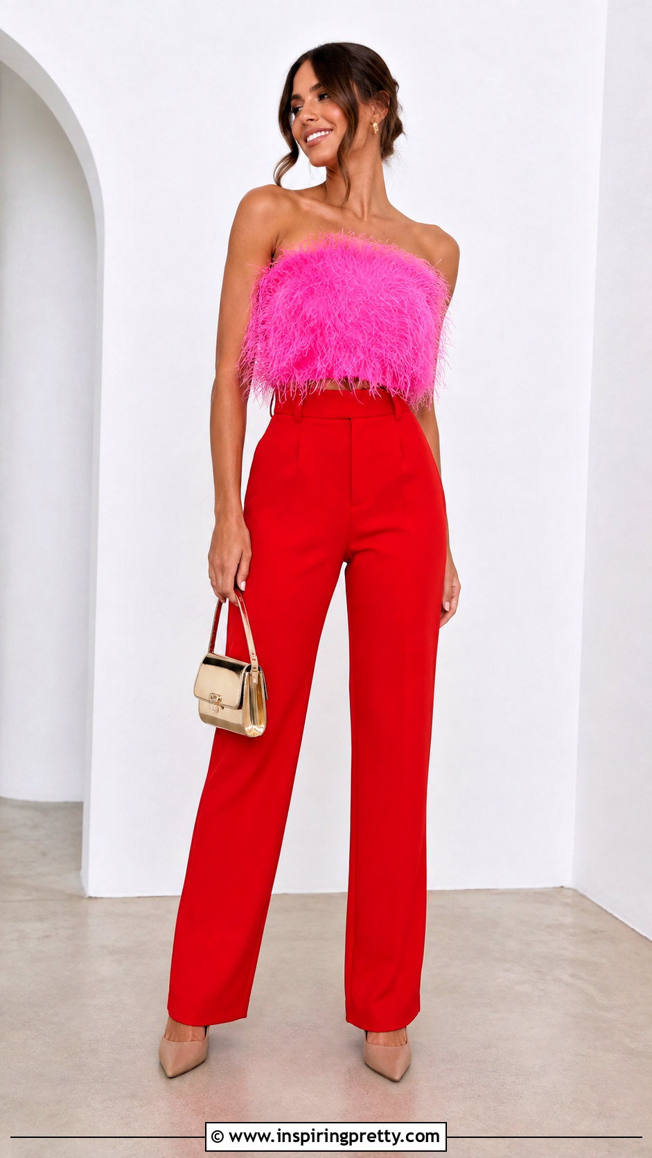 Feather Top With Color Block Outfit - 50 feather top outfit ideas