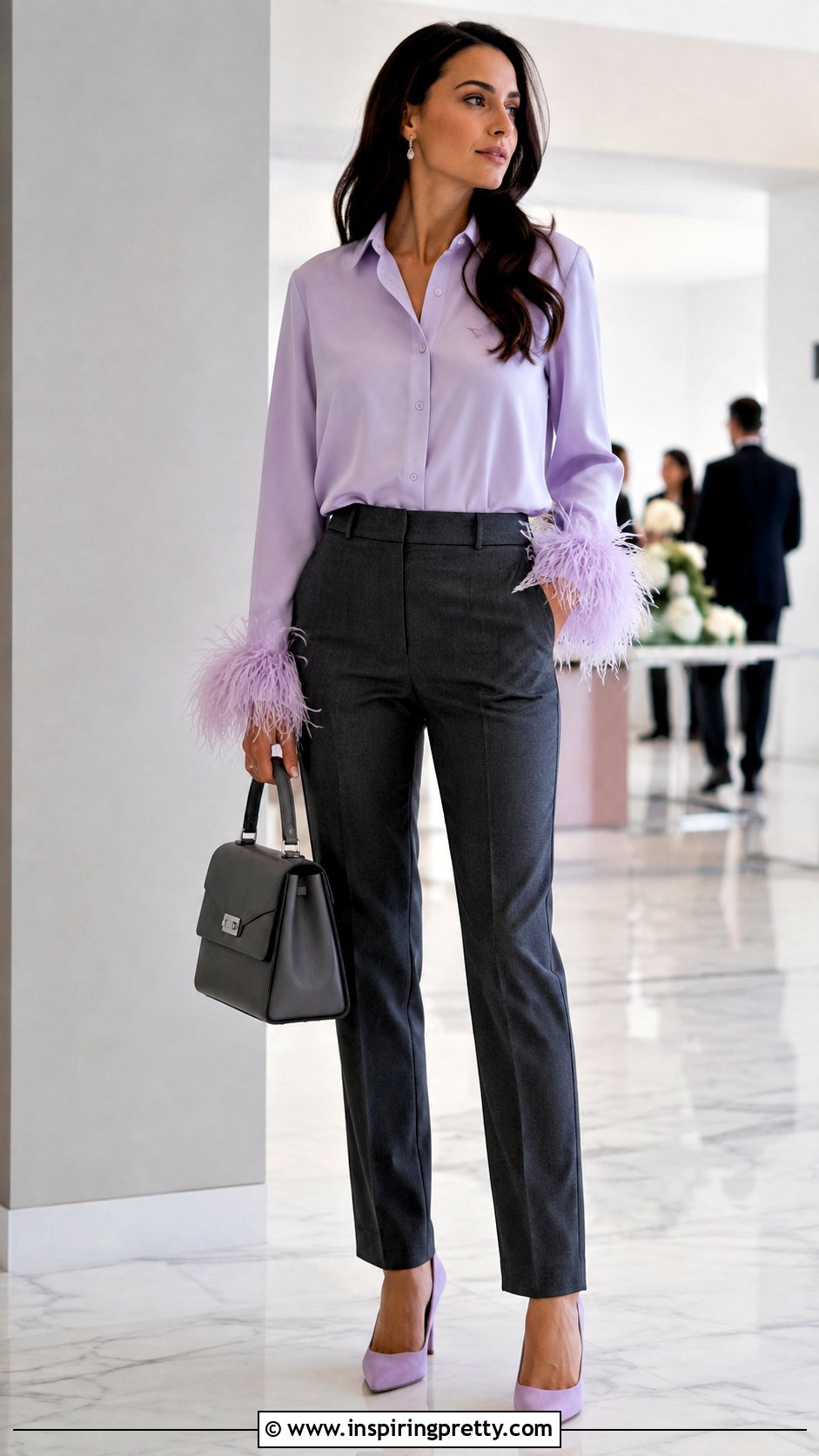 Feather Top With Pointed Pumps - 50 feather top outfit ideas