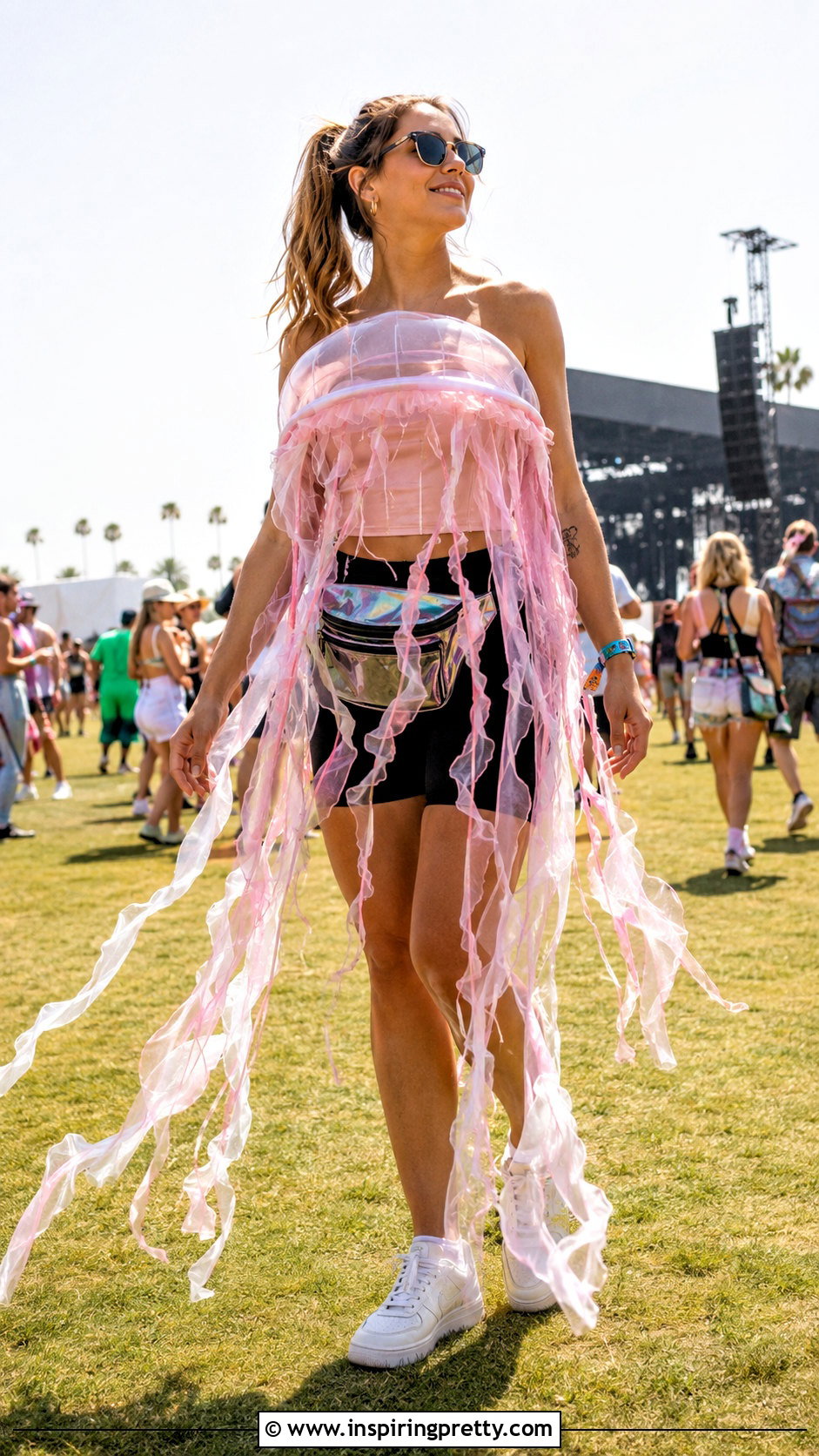 Festival Jellyfish Top With Biker Shorts - 50 jellyfish top outfit ideas