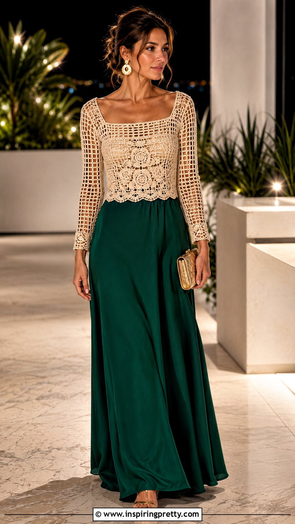 Filet Crochet Top With Fluid Maxi Skirt - 50 filet crochet top outfit ideas