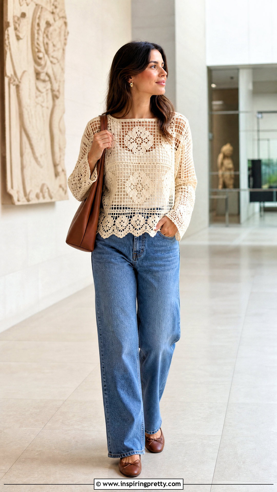 Filet Crochet Top With Jeans And Camisole - 50 top tejidos a crochet