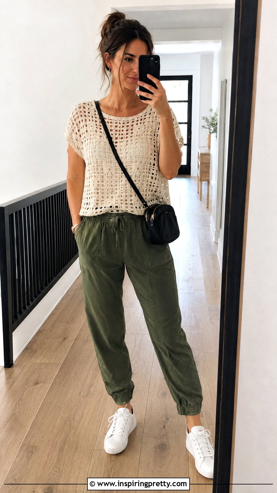 Filet Crochet Top With Joggers And Sneakers - 50 filet crochet top outfit ideas