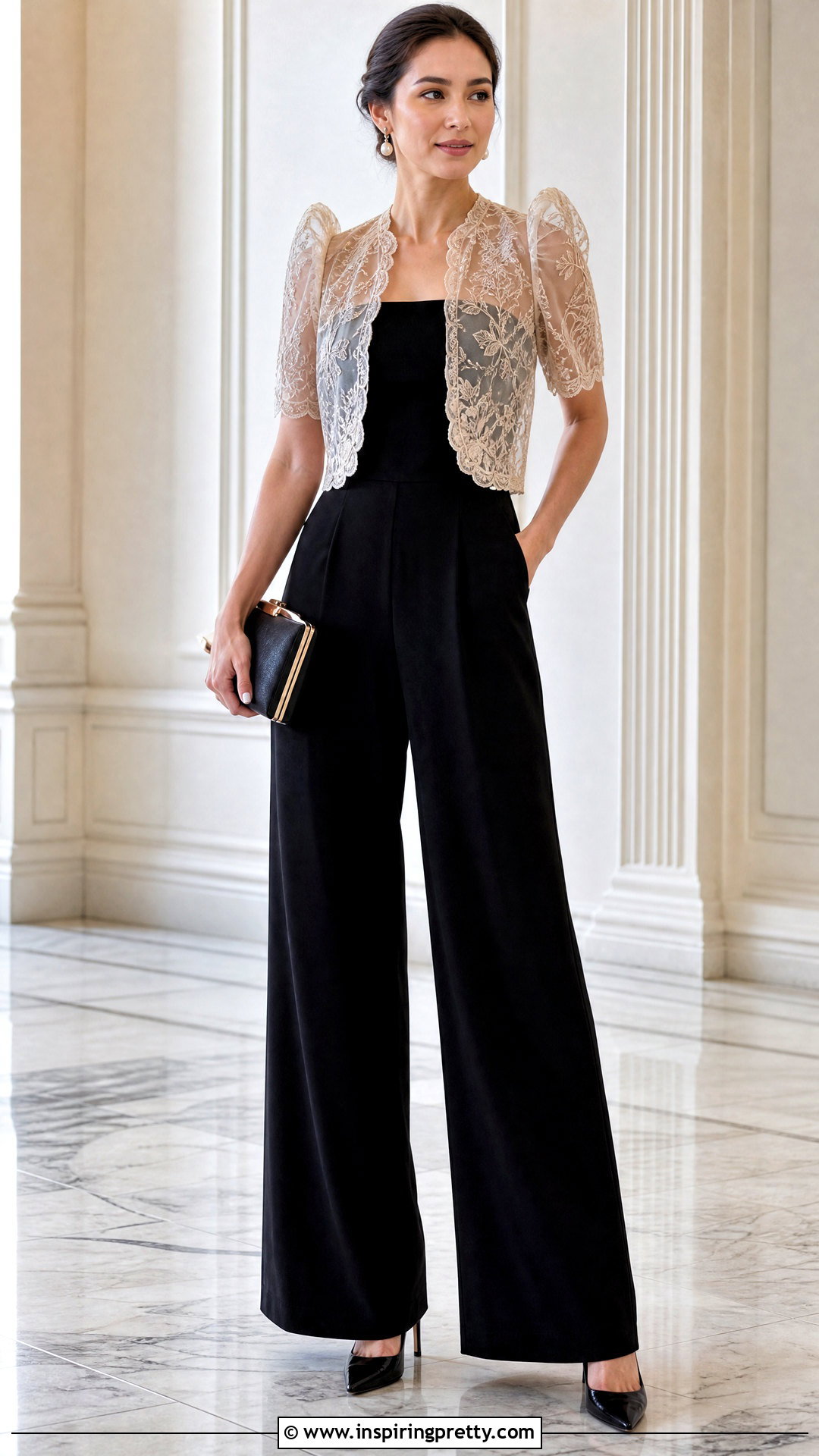 Filipiniana Bolero With Black Jumpsuit - 50 filipiniana top outfit ideas