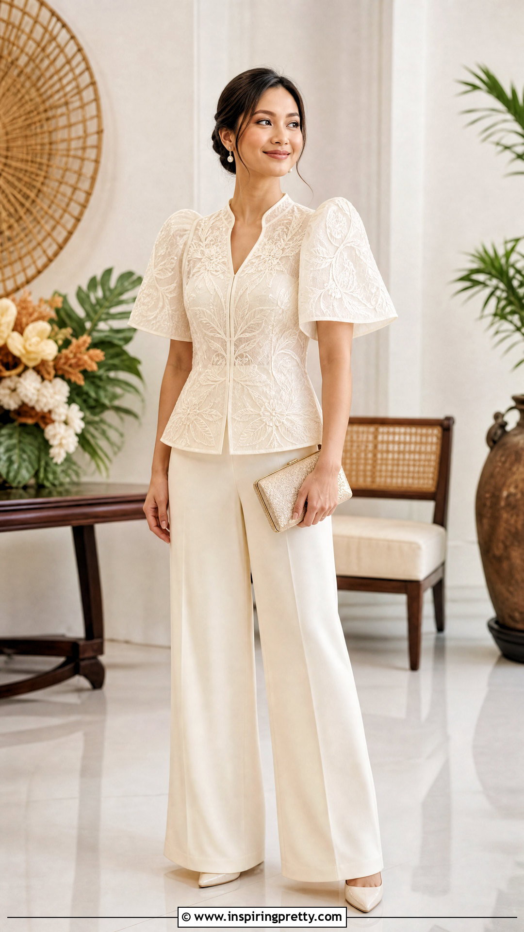 Filipiniana Top With Coordinated Formal Separates - 50 filipiniana top outfit ideas