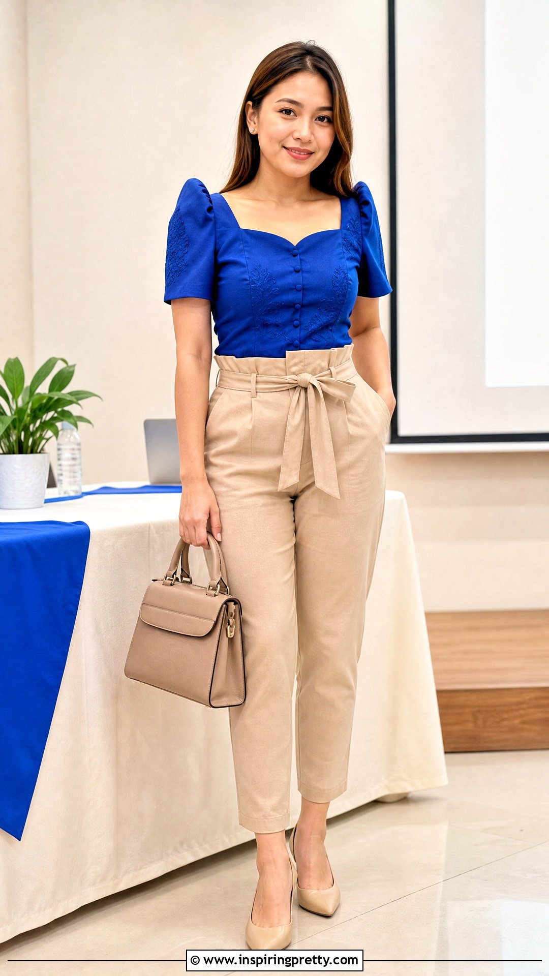 Filipiniana Top With Paperbag Waist Pants - 50 filipiniana top outfit ideas