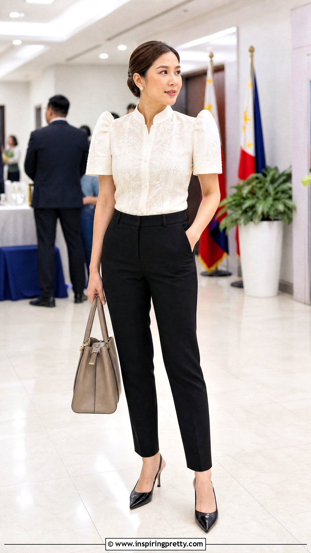 Filipiniana Top With Pencil Pants - 50 filipiniana top outfit ideas