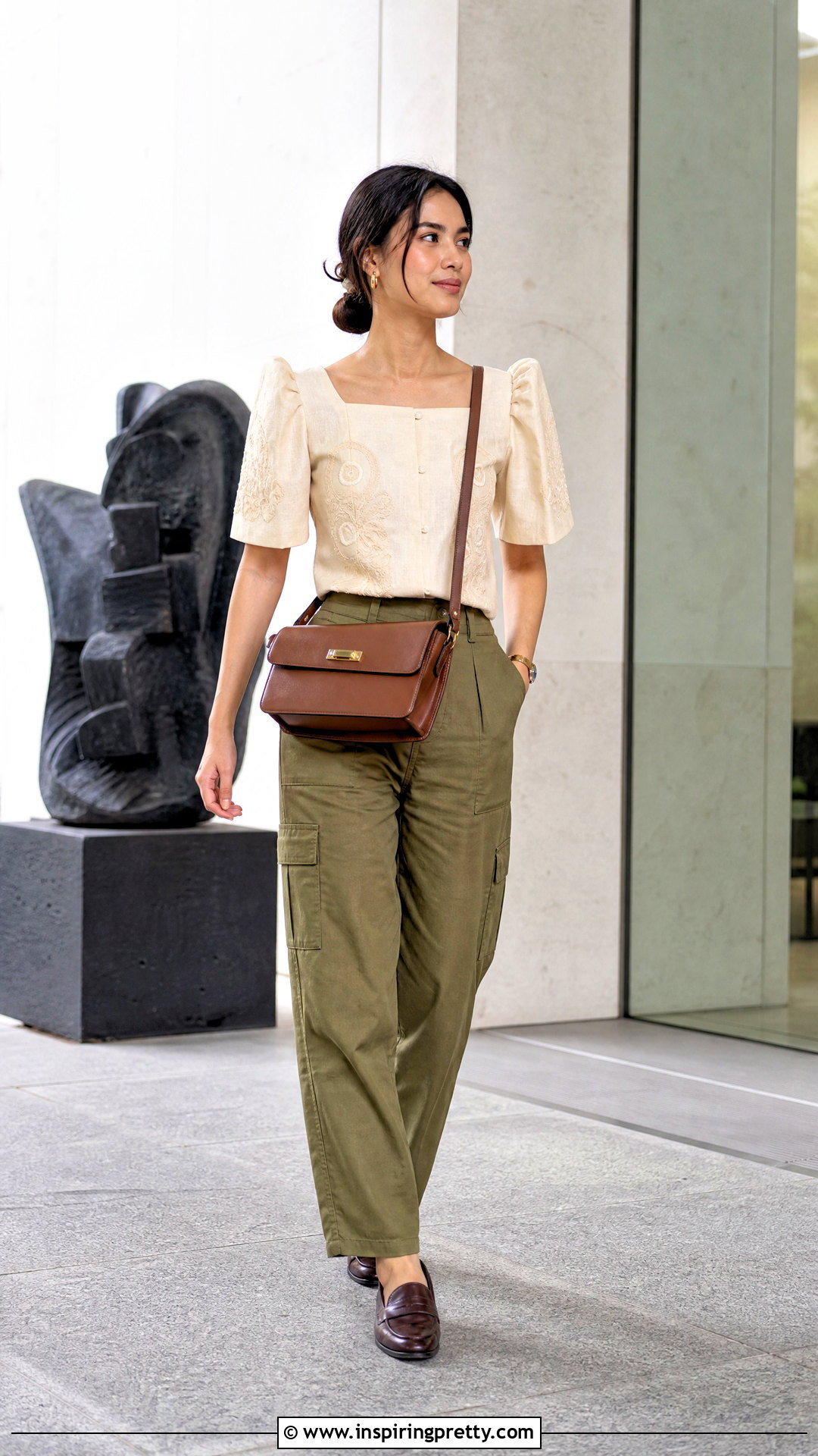 Filipiniana Top With Utility Pants - 50 filipiniana top outfit ideas