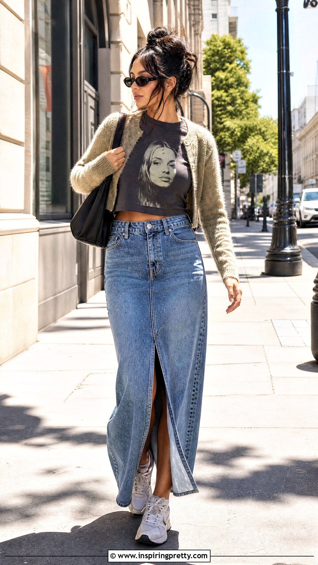 Fiona Apple Crop Top With Denim Maxi Skirt - 20 Fiona Apple Crop Top outfit ideas