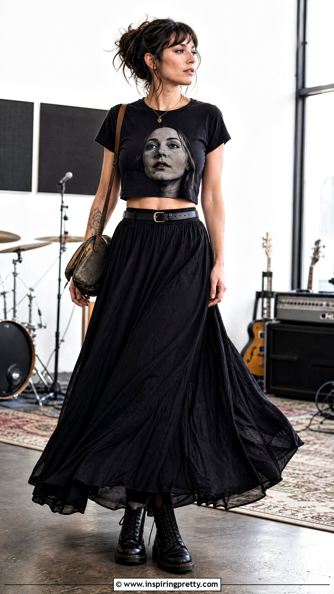 Fiona Apple Crop Top With Long Black Skirt - 20 Fiona Apple Crop Top outfit ideas