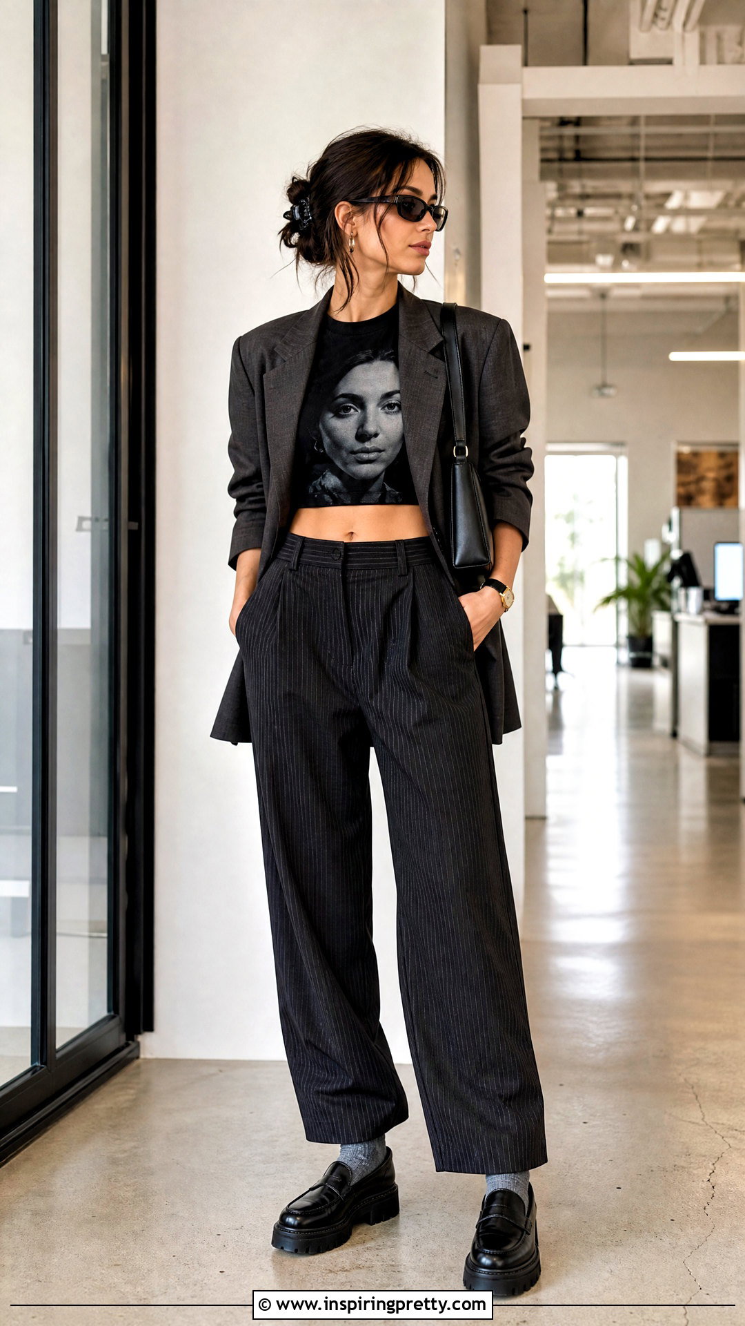 Fiona Apple Crop Top With Pinstripe Trousers - 20 Fiona Apple Crop Top outfit ideas