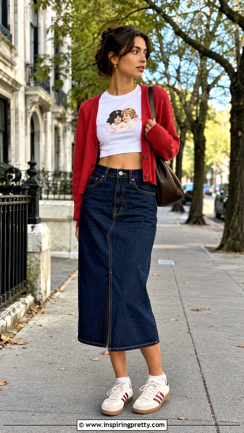 Fiorucci Crop Top With a Cardigan and Midi Skirt - 20 Fiorucci Crop Top outfit ideas