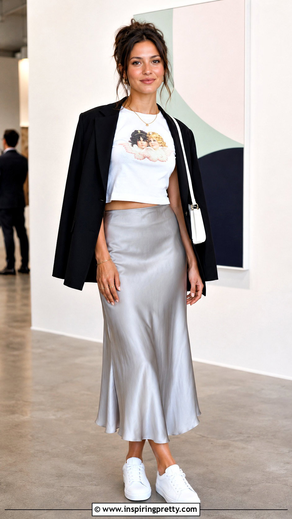 Fiorucci Crop Top With a Satin Midi Skirt - 20 Fiorucci Crop Top outfit ideas