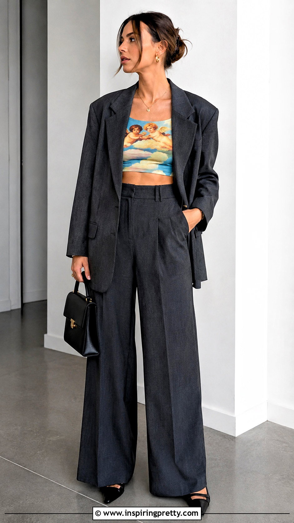 Fiorucci Crop Top With a Suit - 20 Fiorucci Crop Top outfit ideas