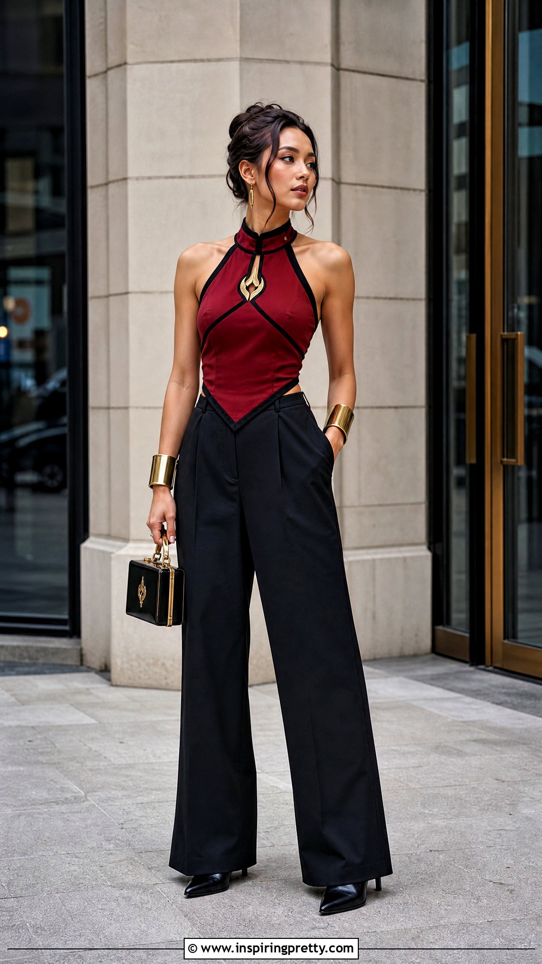 Fire Nation Halter Top With Wide Leg Pants - 20 Fire Nation Tops outfit ideas