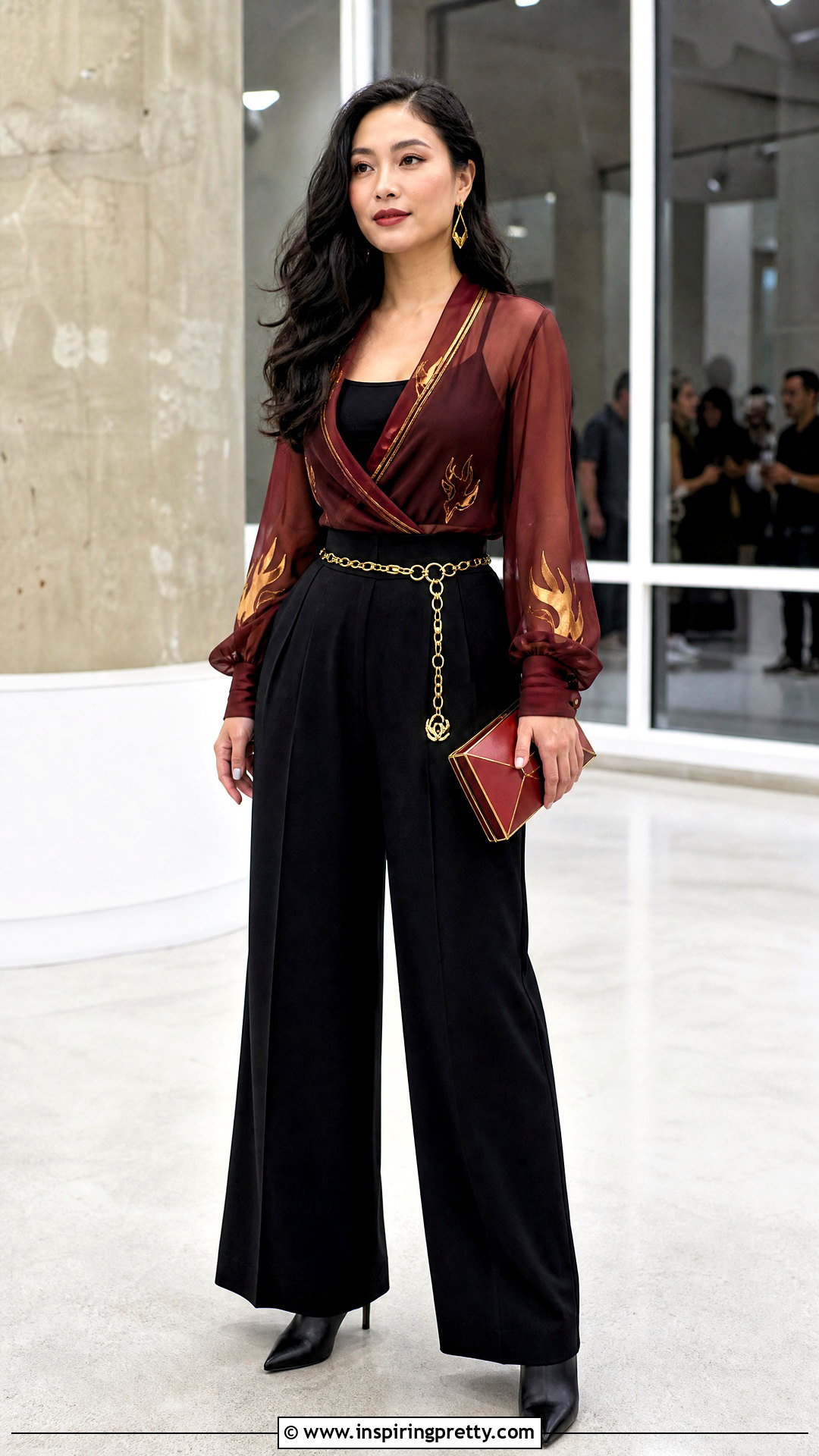 Fire Nation Sheer Top With Bralette And Trousers - 20 Fire Nation Tops outfit ideas