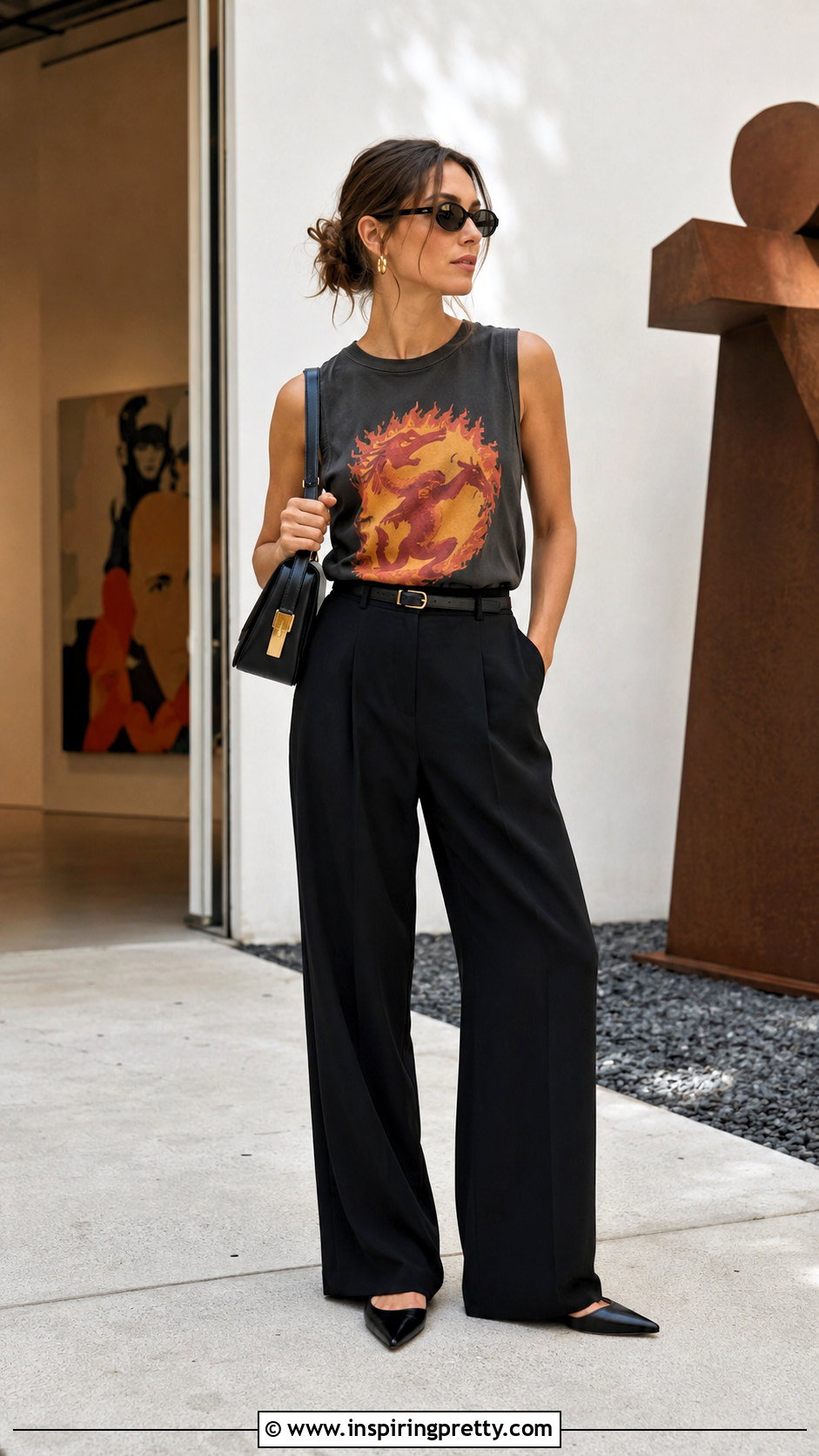 Fireball Tank Top With Wide Leg Trousers - 20 Fireball Tank Top outfit ideas