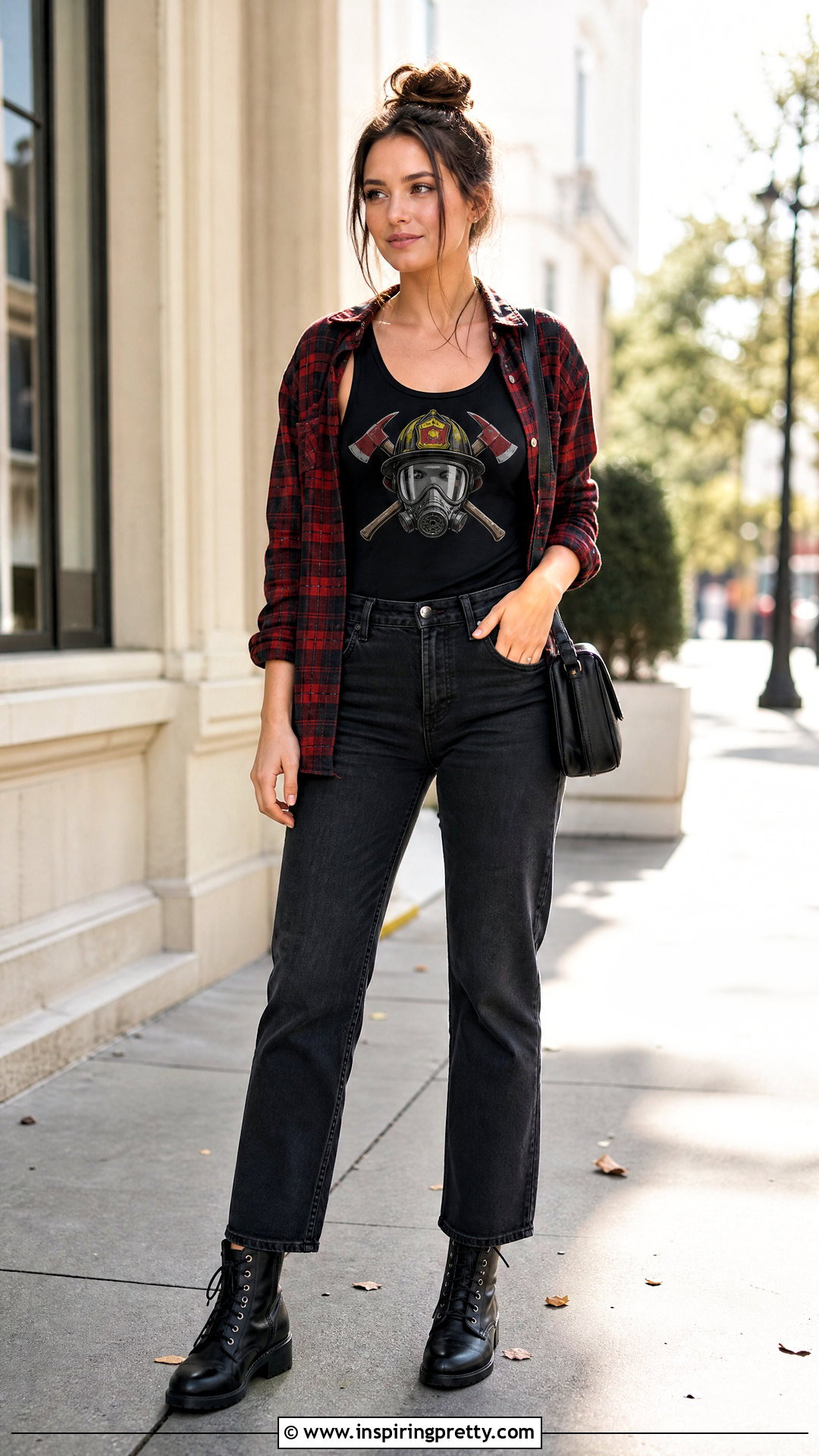 Firefighter Tank Top With A Plaid Shirt - 20 firefighter tank top outfit ideas