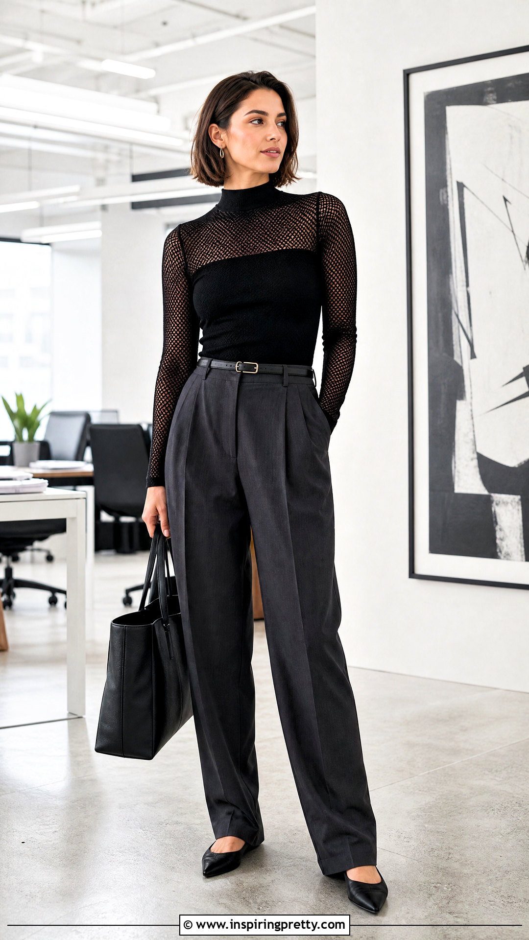 Fishnet Sleeve Top With Tailored Trousers - 20 Fishnet Sleeves Tops