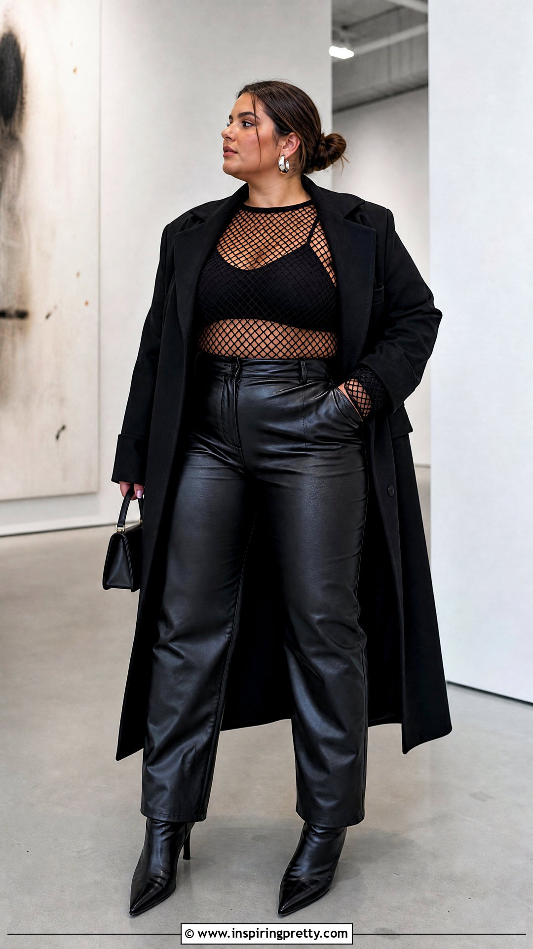 Fishnet Tights Top With Leather Pants - 25 Fishnet Tights As A Top Outfit Ideas