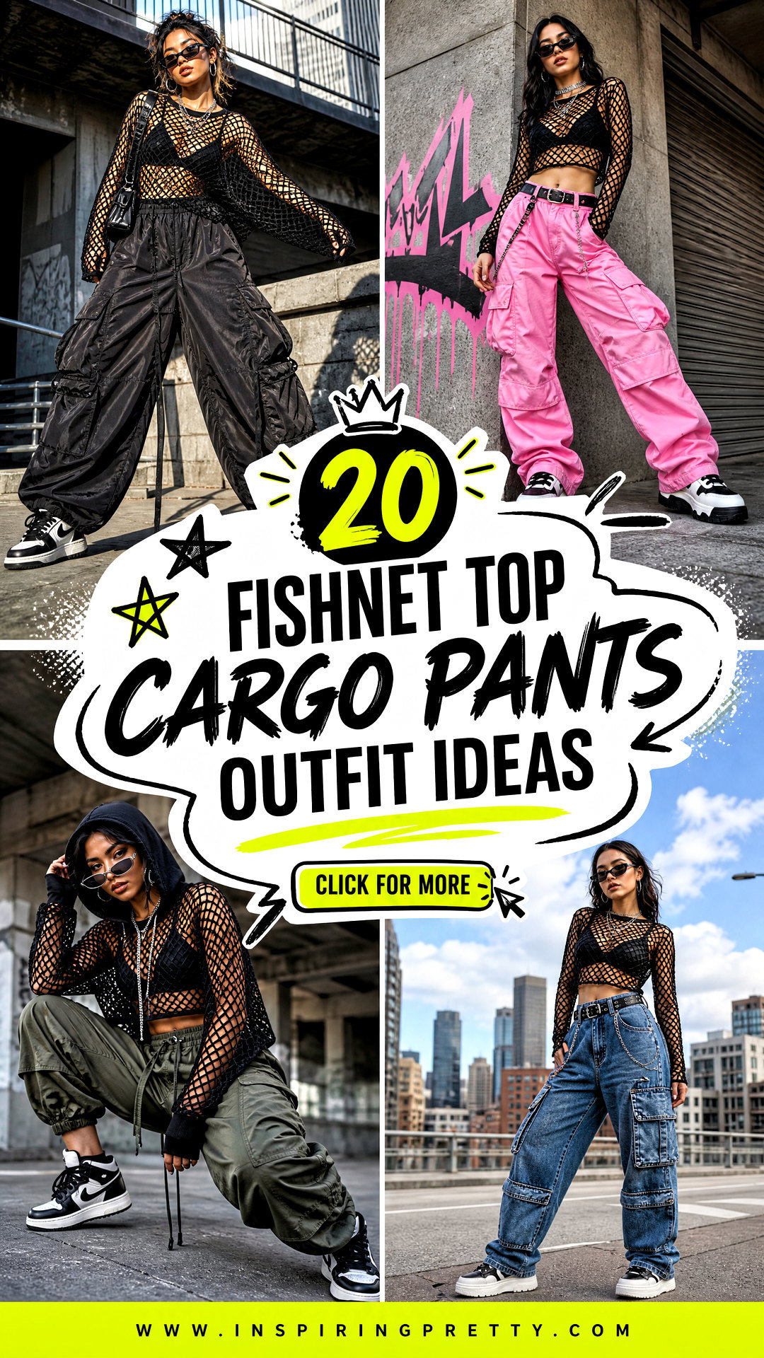 20 Fishnet Top Cargo Pants Outfit Ideas for Edgy Street Style - 20 Fishnet Top Cargo Pants Outfit Ideas for Edgy Street Style