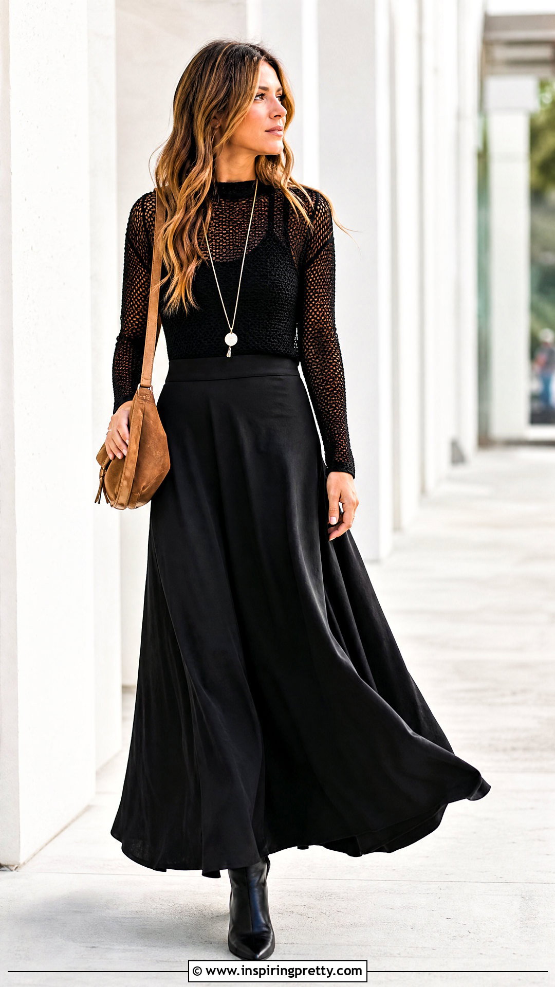 Fishnet Top With Maxi Skirt - 50 fishnet top outfit ideas