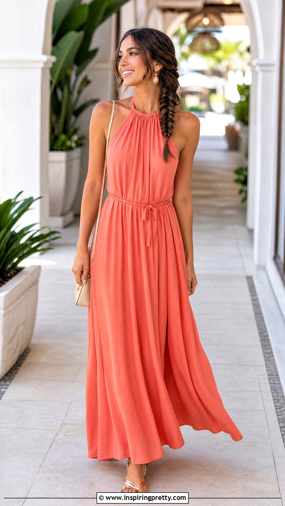 Fishtail Braid With Halter Dress - 50 halter top hairstyles