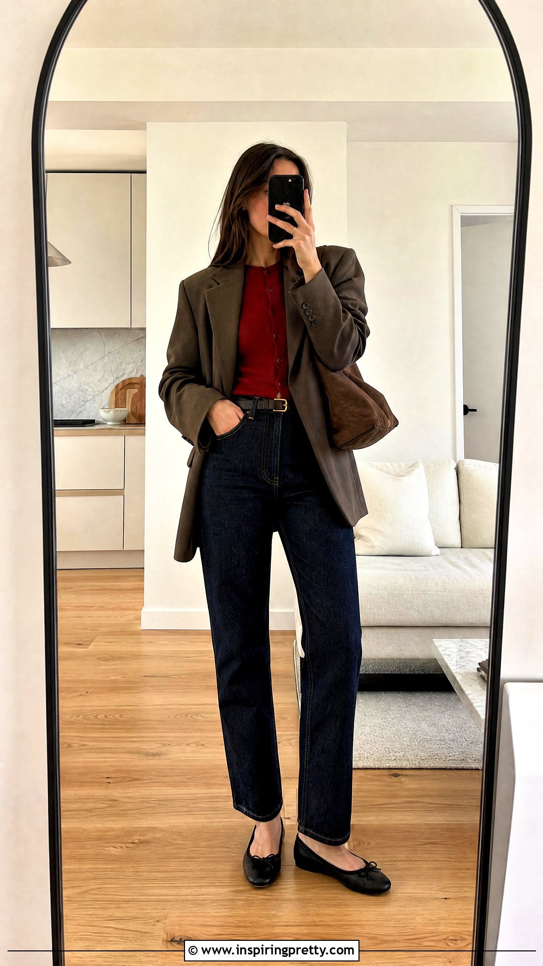 Fitted Cardigan Top With Straight Leg Jeans - 20 tops for fall 2024 ideas