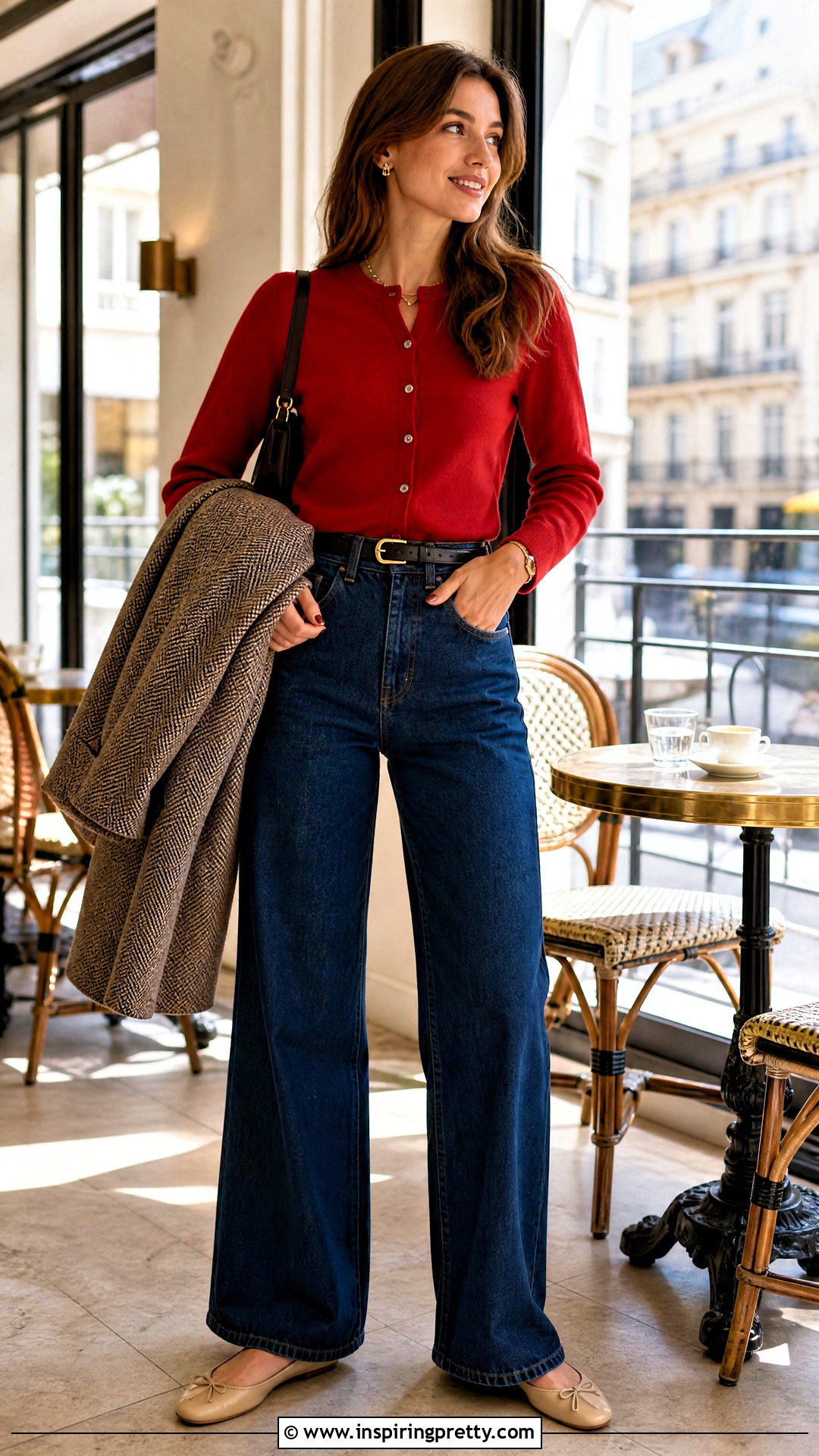 Fitted Cardigan With Wide Leg Jeans - 50 tops for wide leg jeans