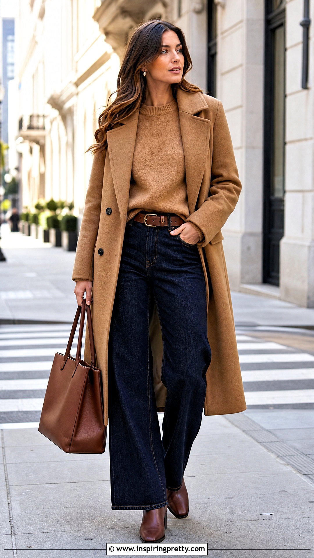 Fitted Crew Neck Sweater With Wide Leg Jeans - 50 tops to wear with wide leg jeans