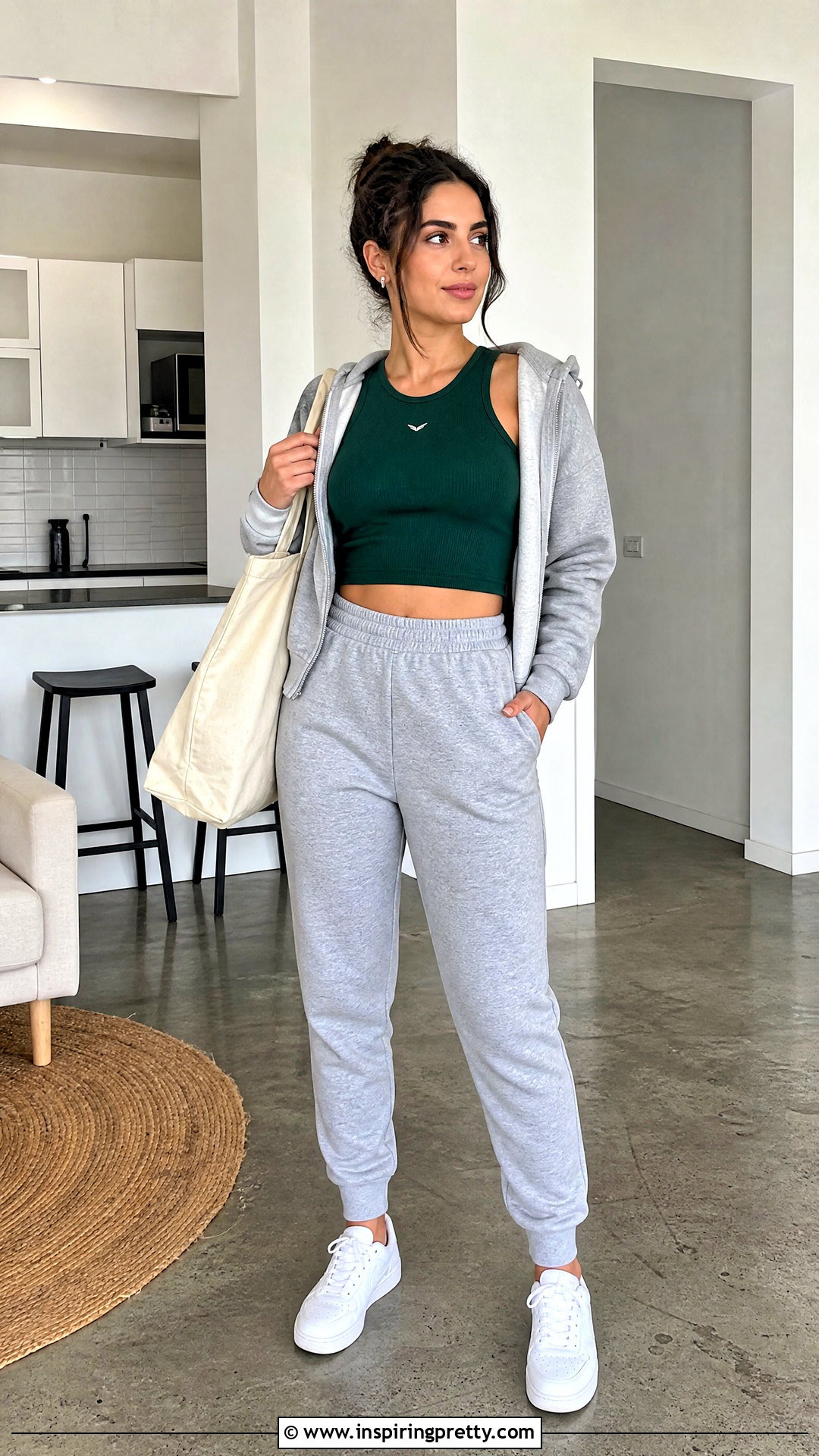 Fitted Green Logo Crop Top With Sweatpants - 20 Green Crop Tops With Logos