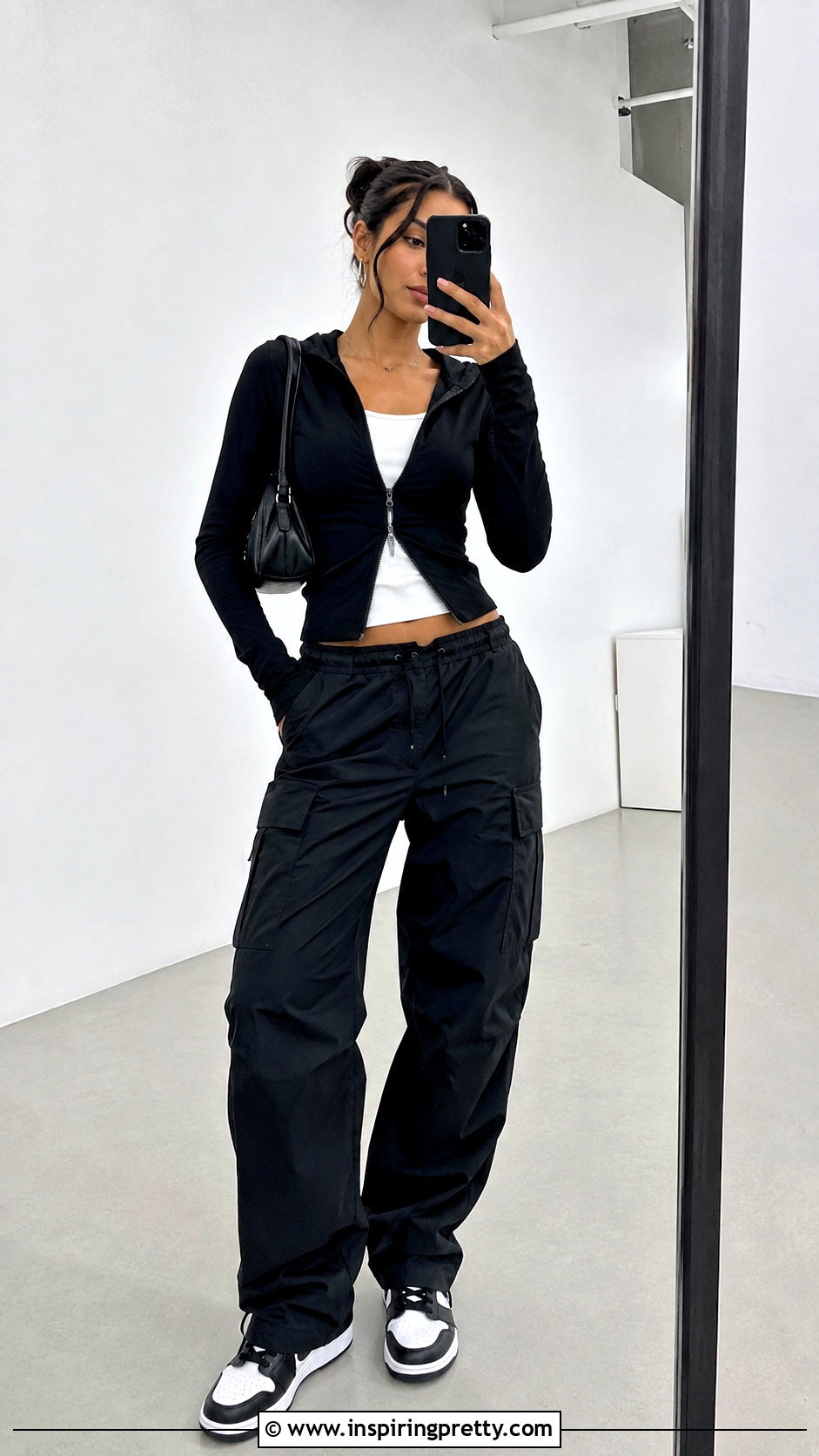 Fitted Hoodie With Black Cargo Pants - 25 cute tops to wear with cargo pants