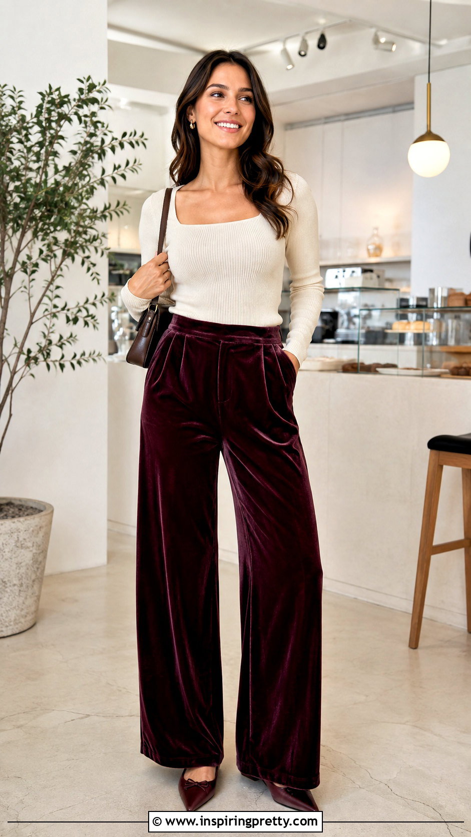 Fitted Knit Top With Velvet Pants - 25 tops for velvet pants