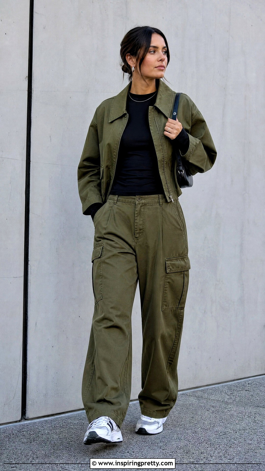 Fitted Long Sleeve Top With Cargo Pants - 50 fitted tops outfit ideas