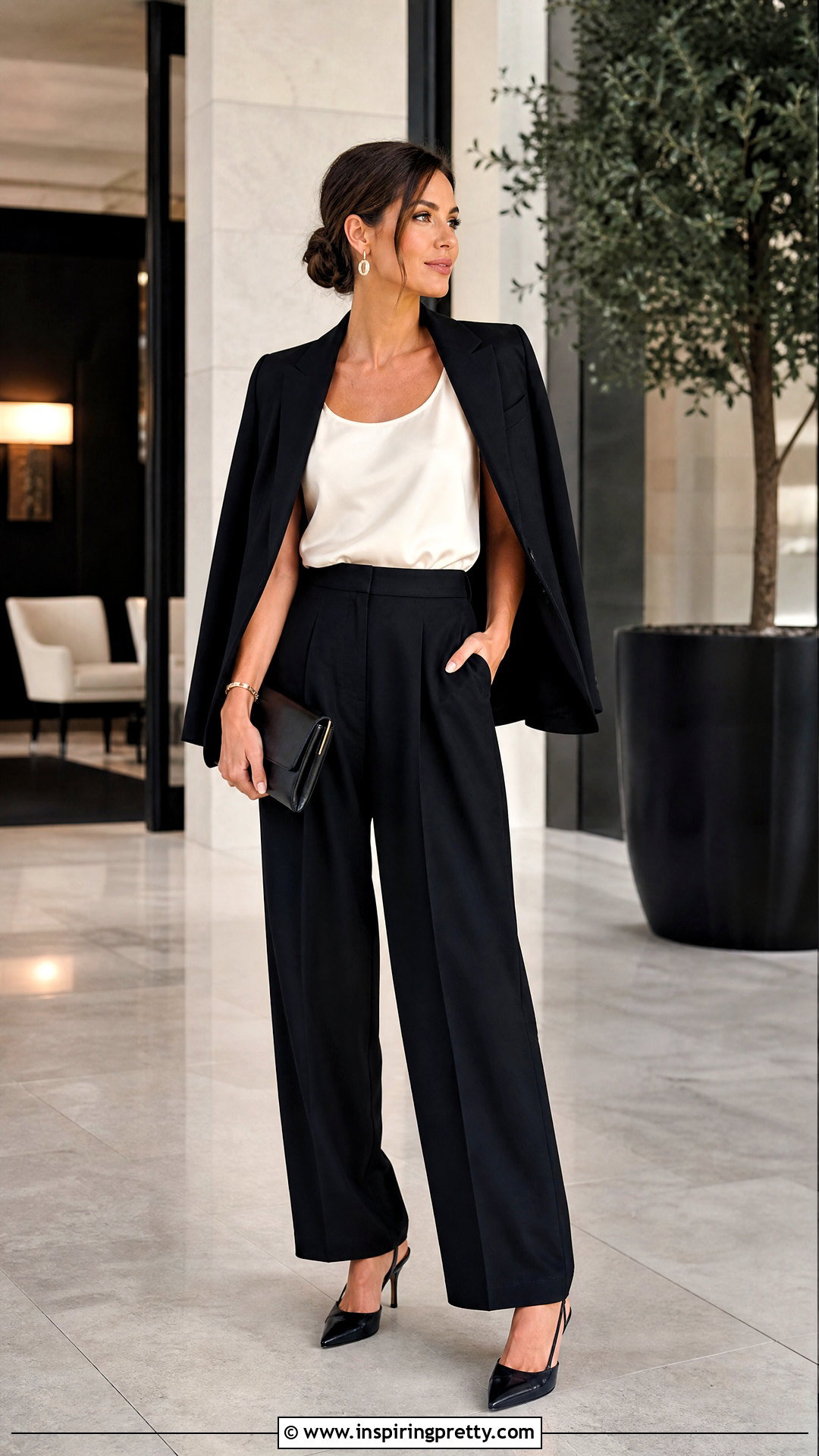 Fitted Satin Top With Baggy Tailored Pants Outfit - 20 tight top baggy pants outfit ideas