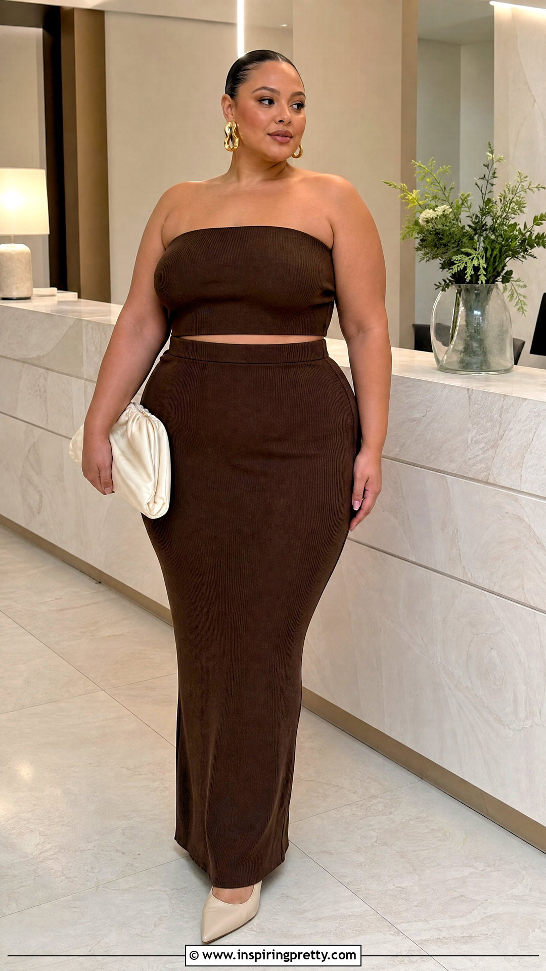 Fitted Strapless Top With Matching Maxi Skirt - 25 fitted strapless top outfit ideas