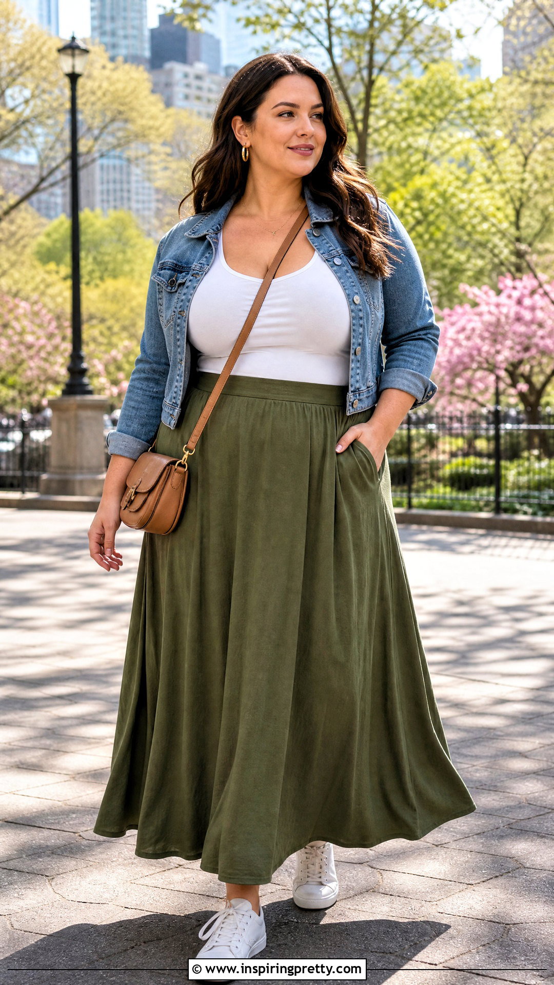 Fitted T Shirt With Maxi Skirt - 50 busty women tops outfit ideas