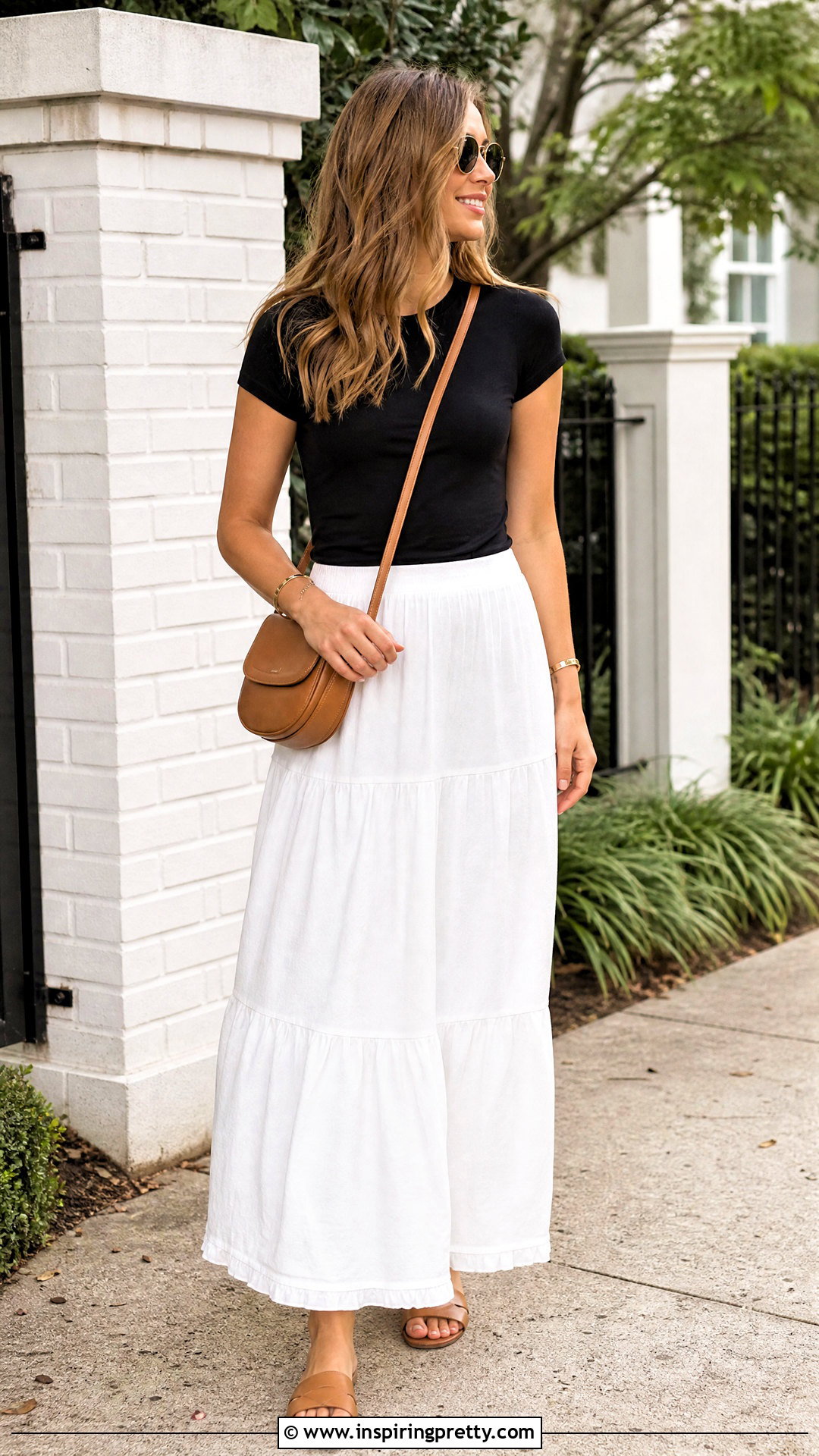 Fitted T Shirt With Tiered Maxi Skirt - 50 top designs latest ideas