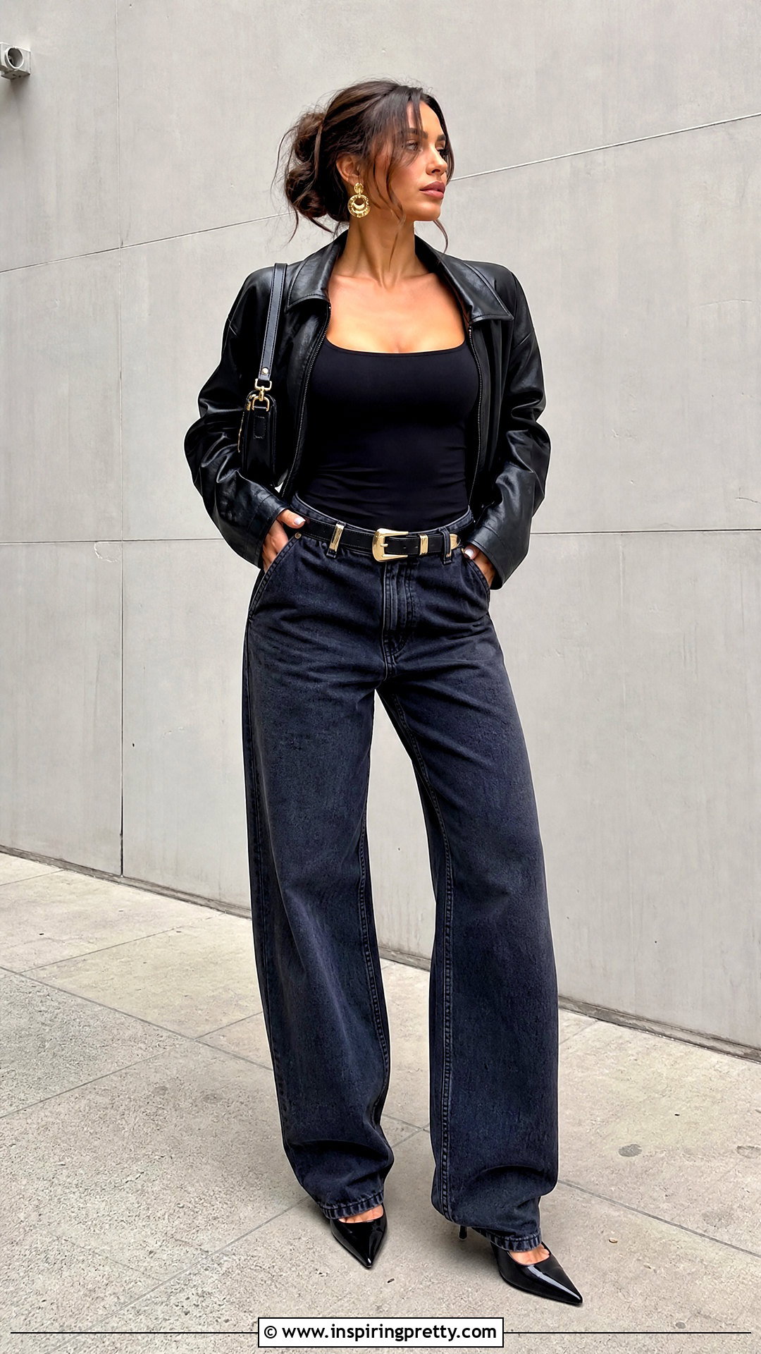 Fitted Tank Club Top With Baggy Jeans - 50 club tops outfit ideas