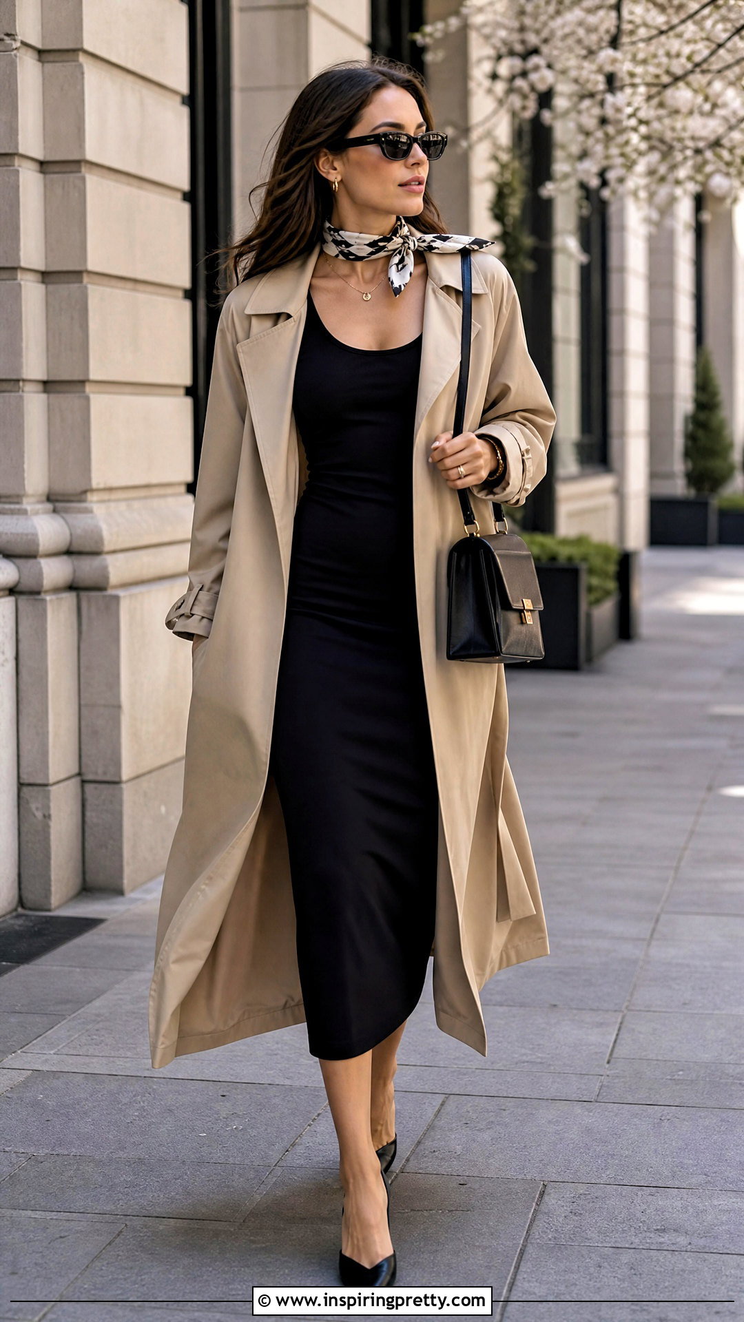 Fitted Tank Dress With Trench Coat - 50 tank top dress outfit ideas