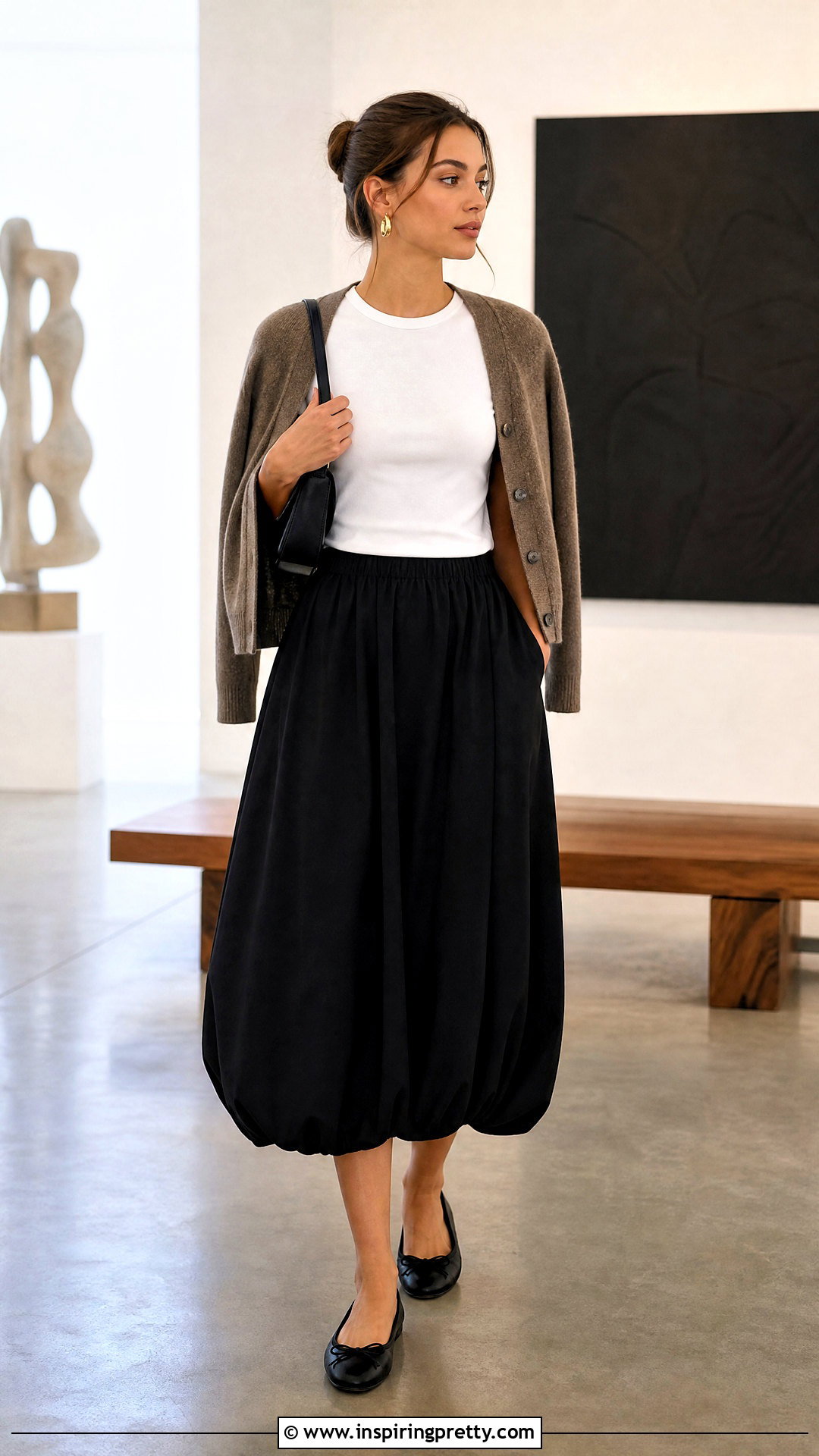 Fitted Tee And Bubble Hem Skirt Outfit - 50 top and skirt outfits