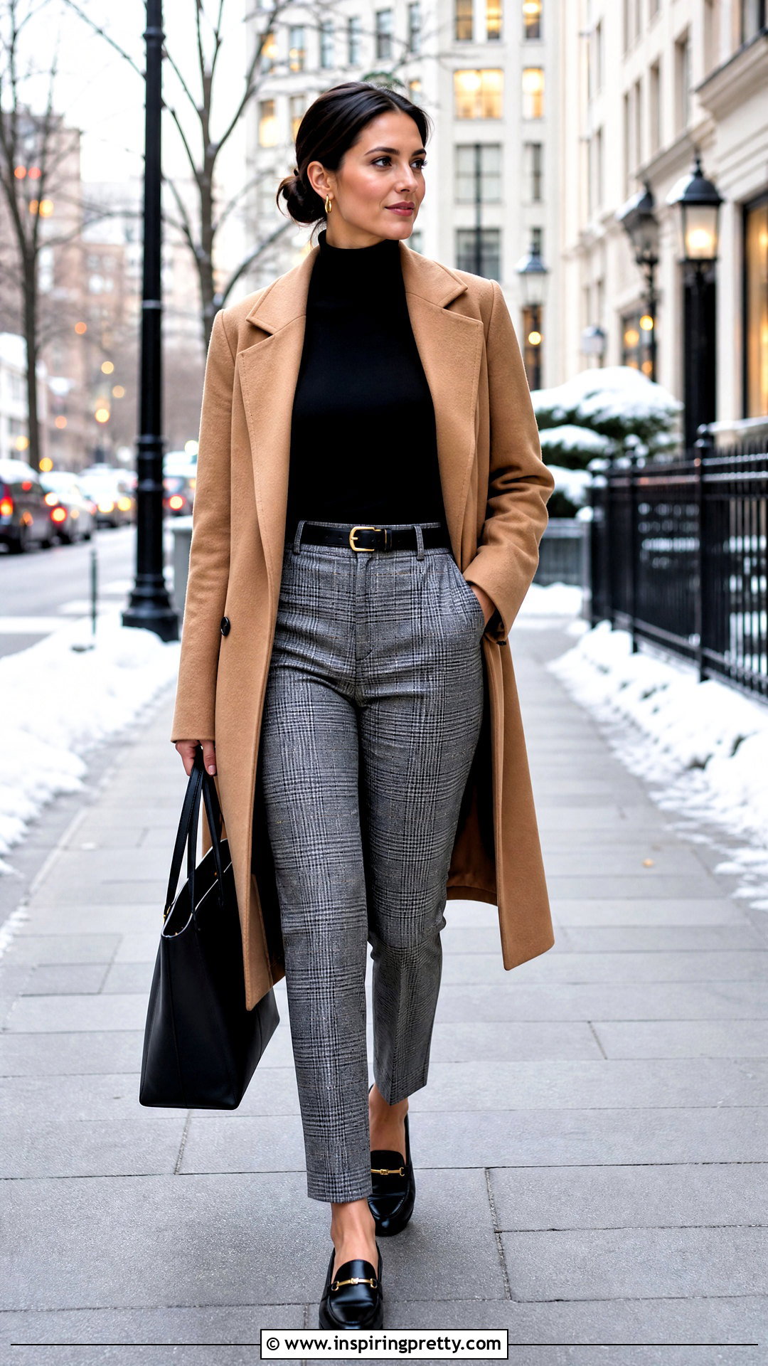 Fitted Turtleneck Top With Plaid Pants - 50 top designs for women