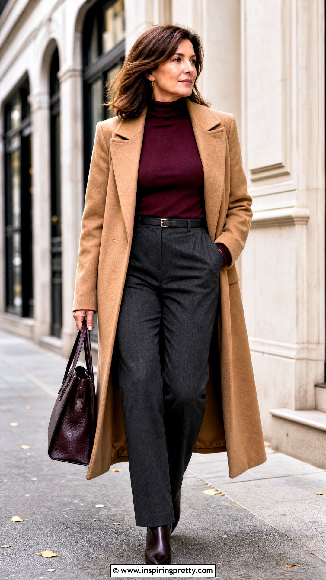 Fitted Turtleneck Top With Tailored Pants - 25 Form Fitting Tops Women