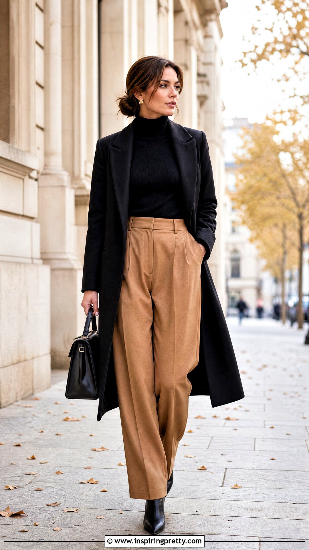 Fitted Turtleneck With Baggy Pleated Pants Outfit - 20 tight top baggy pants outfit ideas