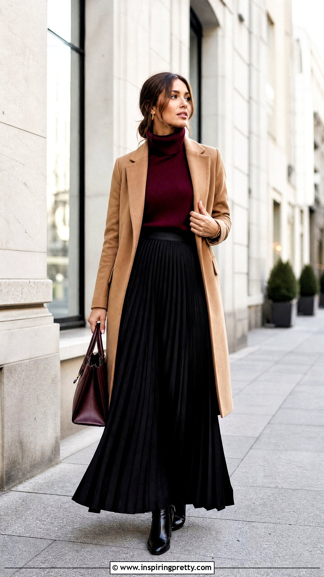 Fitted Turtleneck With Long Black Skirt And Ankle Boots - 25 Tops To Go With Long Black Skirts